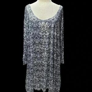 Paraphrase Woman Black & White Design 3/4 Sleeve Blouse Size 3X